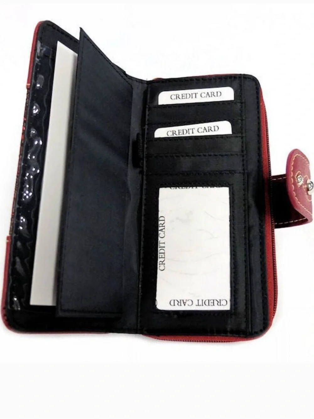 Others Follow Red Embossed Leather Wallet with Stud Accents